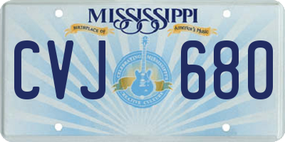 MS license plate CVJ680