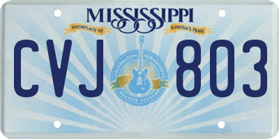 MS license plate CVJ803
