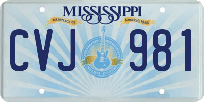 MS license plate CVJ981