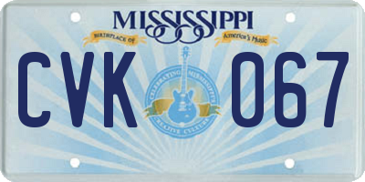MS license plate CVK067