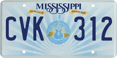 MS license plate CVK312
