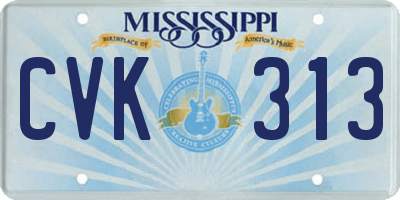 MS license plate CVK313