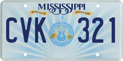 MS license plate CVK321
