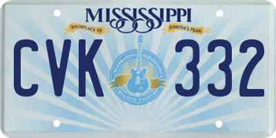 MS license plate CVK332