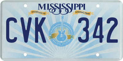 MS license plate CVK342