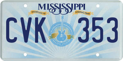 MS license plate CVK353