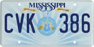 MS license plate CVK386