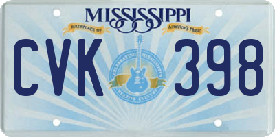 MS license plate CVK398