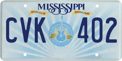 MS license plate CVK402