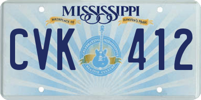 MS license plate CVK412
