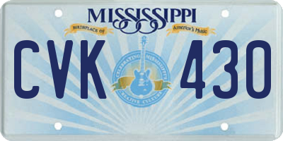 MS license plate CVK430