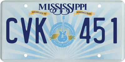 MS license plate CVK451