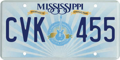 MS license plate CVK455
