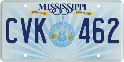 MS license plate CVK462
