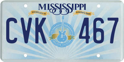 MS license plate CVK467