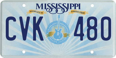 MS license plate CVK480