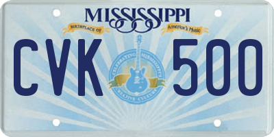 MS license plate CVK500