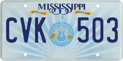 MS license plate CVK503