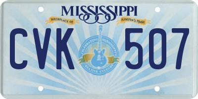 MS license plate CVK507