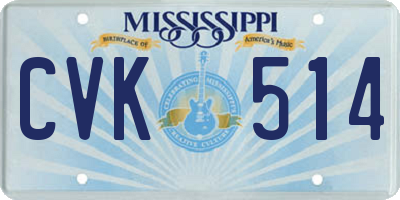 MS license plate CVK514