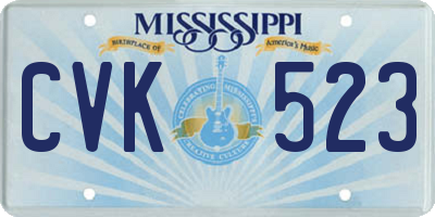 MS license plate CVK523
