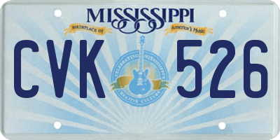 MS license plate CVK526