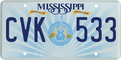 MS license plate CVK533