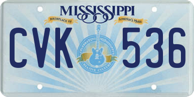 MS license plate CVK536