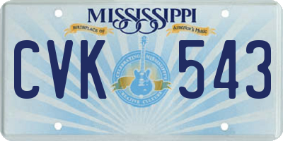 MS license plate CVK543