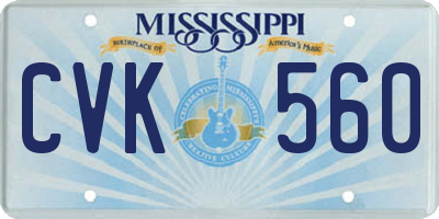 MS license plate CVK560