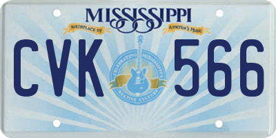 MS license plate CVK566