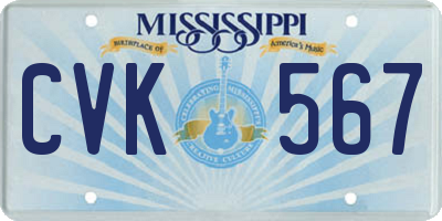 MS license plate CVK567