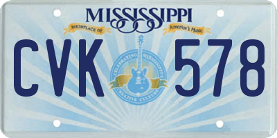MS license plate CVK578