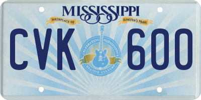 MS license plate CVK600