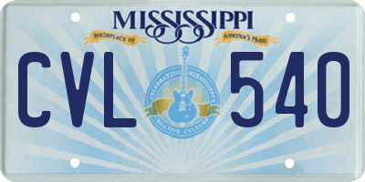 MS license plate CVL540
