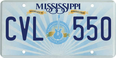 MS license plate CVL550