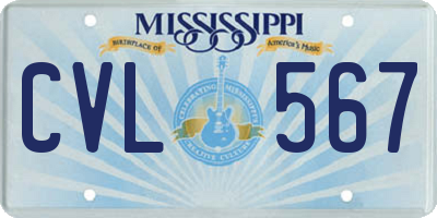 MS license plate CVL567