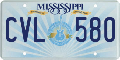 MS license plate CVL580