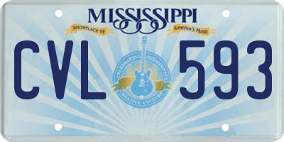 MS license plate CVL593