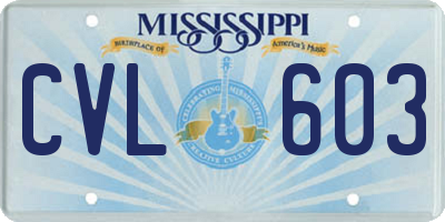 MS license plate CVL603