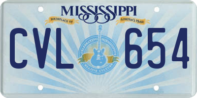 MS license plate CVL654