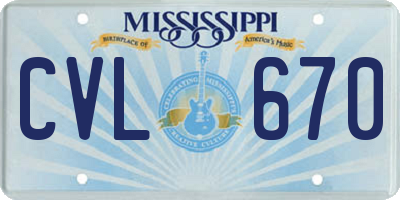 MS license plate CVL670