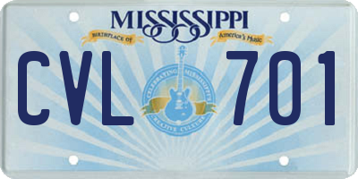 MS license plate CVL701