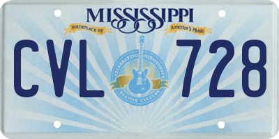 MS license plate CVL728