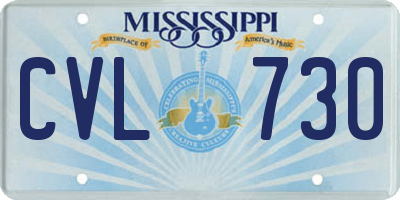 MS license plate CVL730