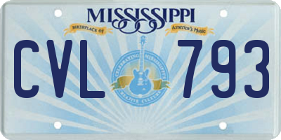 MS license plate CVL793