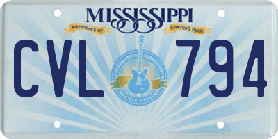 MS license plate CVL794