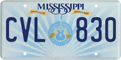 MS license plate CVL830