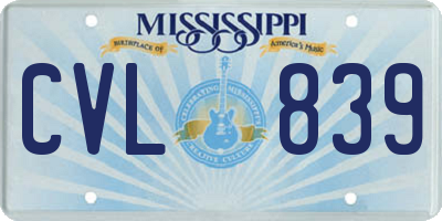 MS license plate CVL839