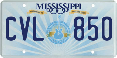 MS license plate CVL850
